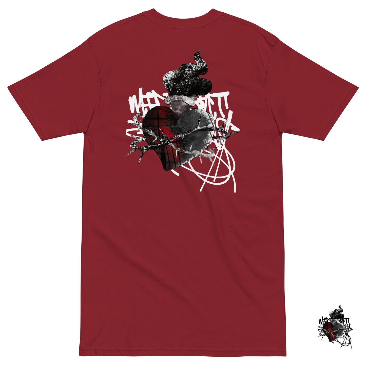 Eternal Flame Heart T-shirt by Midnight Dreams (Grey/Black/Agave/Red)