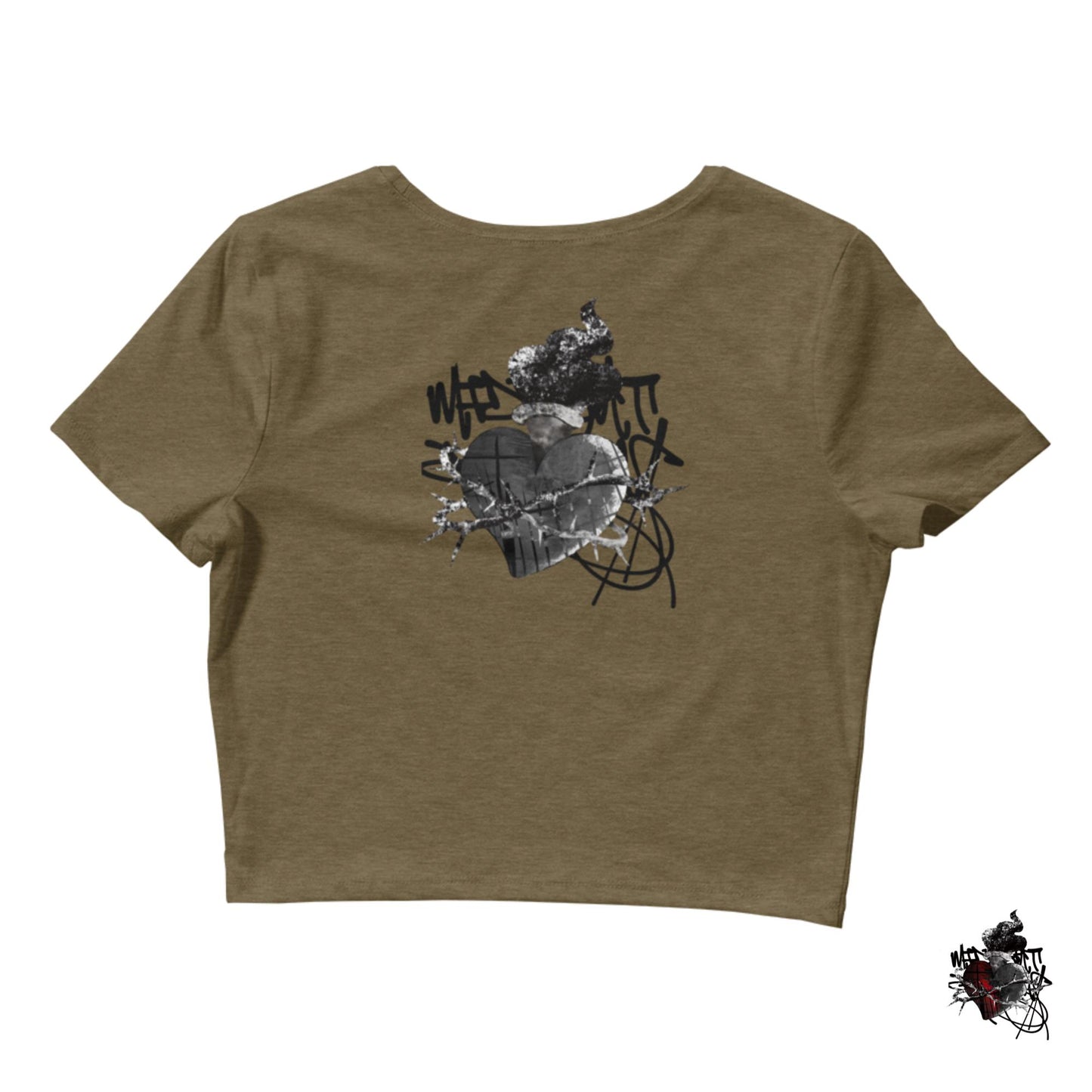 OG Midnight Dreams Crop Top T-Shirt (White/Olive)