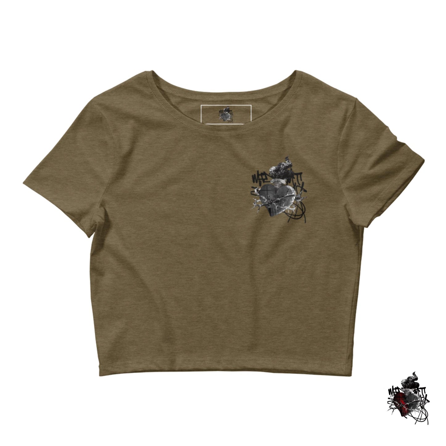 OG Midnight Dreams Crop Top T-Shirt (White/Olive)